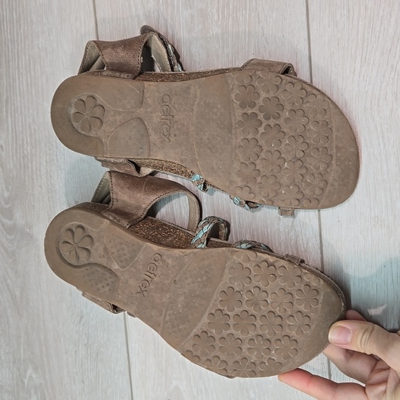 Aetrex Women Jillian Braided Hook&loop Leather Strap Sandals Slide shoes sz 7 - Picture 10 of 11